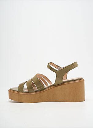 Sandale/pantofi decupați material neted toc de 7 la 9 cm verde WONDERS femeie