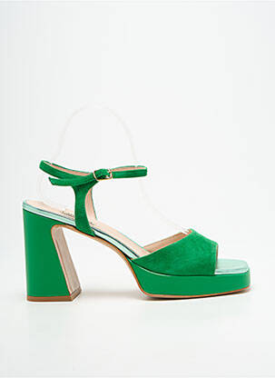 Sandale/pantofi decupați semi compensat toc de 7 la 9 cm verde LARA MAY femeie