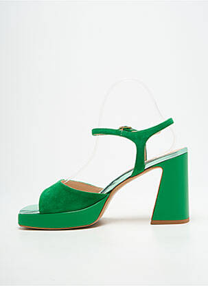 Sandale/pantofi decupați semi compensat toc de 7 la 9 cm verde LARA MAY femeie