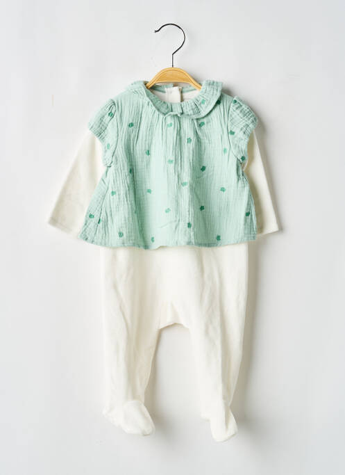 Salopetă-pantalon verde P'TIT BISOU fată