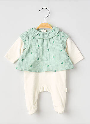 Salopetă-pantalon guler rotund mâneci lungi verde P'TIT BISOU fille