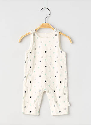Salopetă-pantalon guler rotund fără mâneci alb P'TIT BISOU garcon