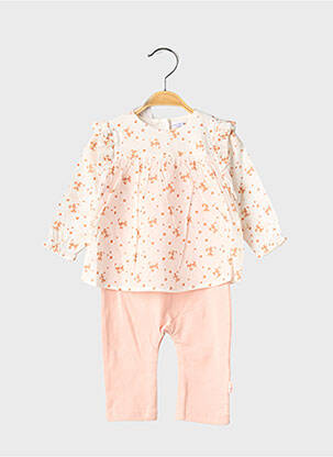 Salopetă-pantalon închidere cu presiune pe umăr mâneci lungi roz P'TIT BISOU fille