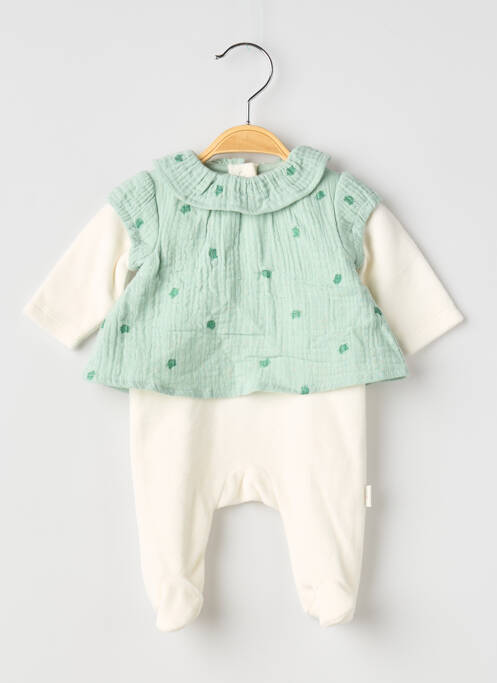 Salopetă-pantalon guler rotund mâneci lungi verde P'TIT BISOU fille