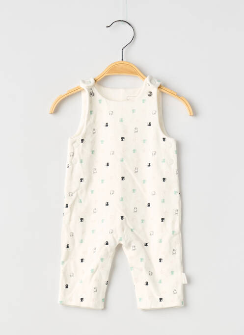 Salopetă-pantalon guler rotund fără mâneci alb P'TIT BISOU garcon