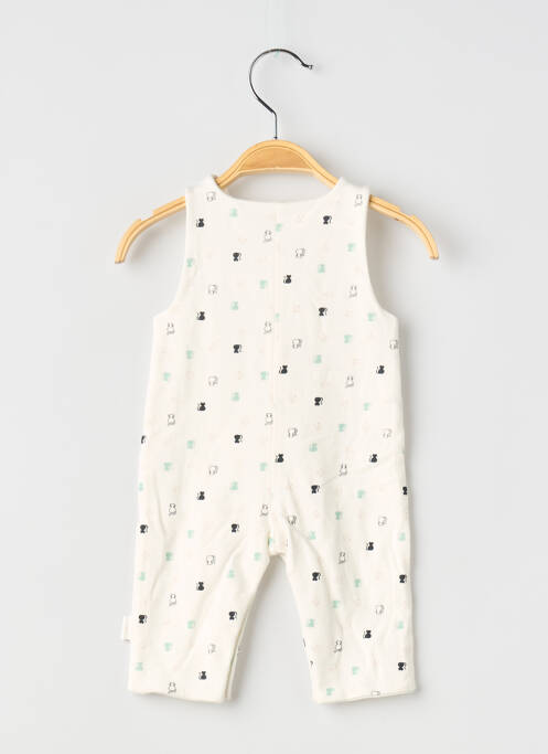 Salopetă-pantalon guler rotund fără mâneci alb P'TIT BISOU garcon