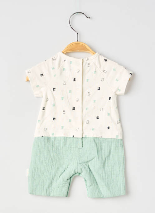 Salopetă scurtă țesătură jersey mâneci scurte verde P'TIT BISOU garcon