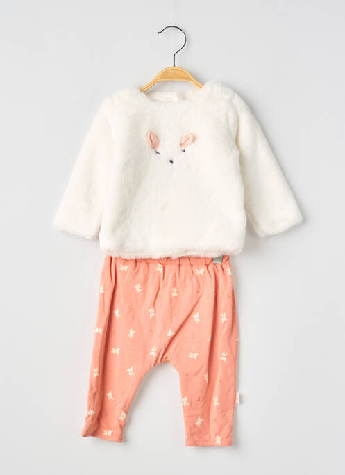 Set pantaloni închidere presată alb P'TIT BISOU fille