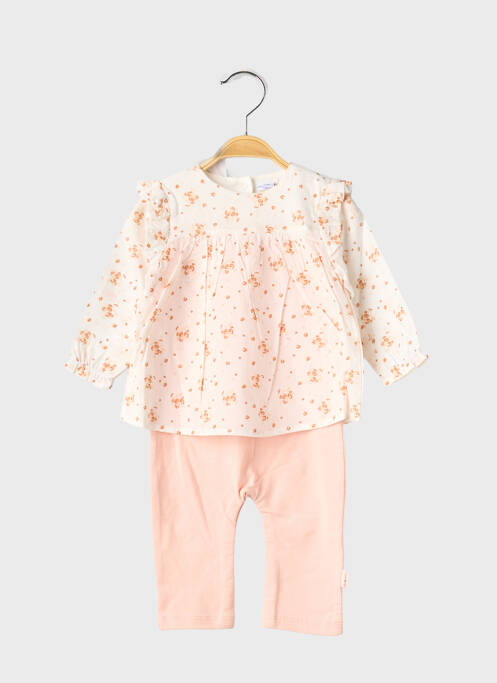 Salopetă-pantalon închidere cu presiune pe umăr mâneci lungi roz P'TIT BISOU fille