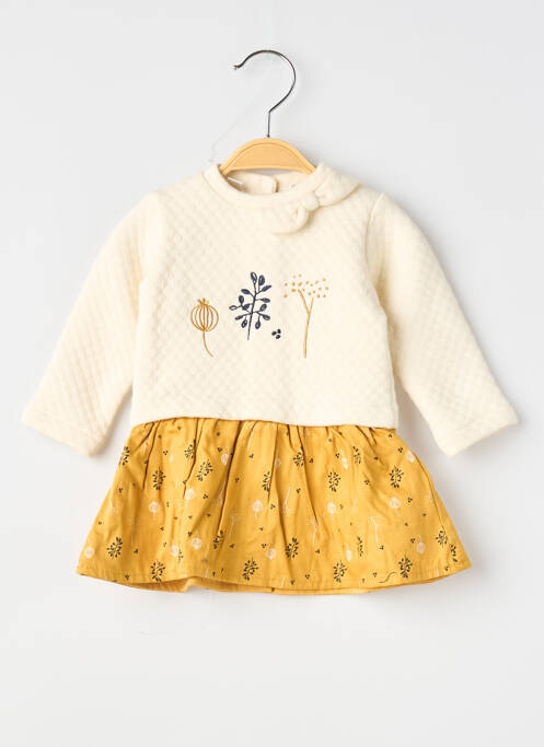 Rochie midi guler rotund mâneci lungi bej MARESE fille