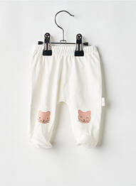Pantalon drept țesătură jersey talie elastică alb P'TIT BISOU enfant