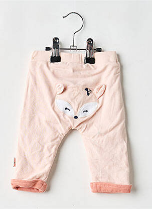 Pantalon slim țesătură poplin talie elastică roz P'TIT BISOU fată