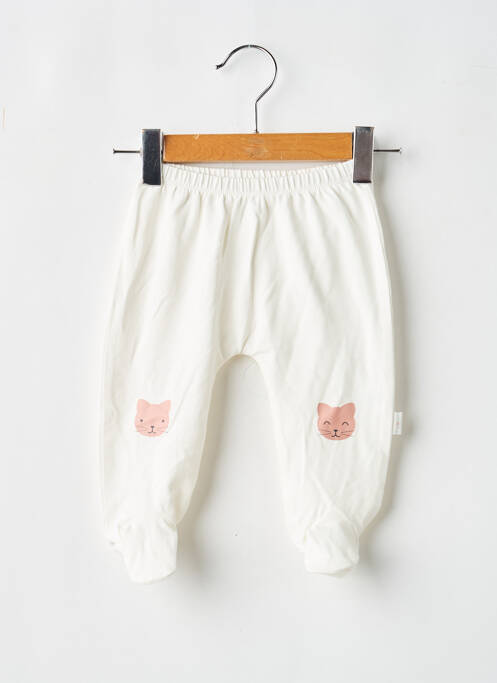 Pantalon drept țesătură jersey talie elastică alb P'TIT BISOU enfant