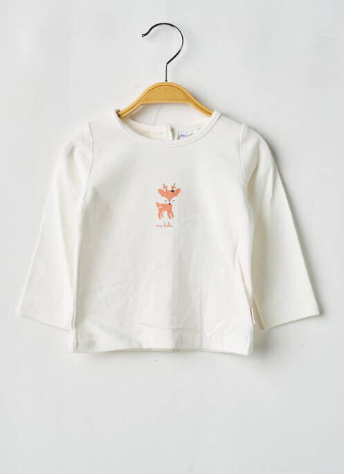 Tricou elasticitate mâneci lungi alb P'TIT BISOU fille