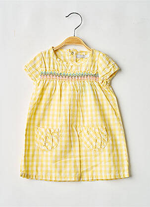 Rochie midi mâneci scurte mâneci scurte galben MINI POUCE fată