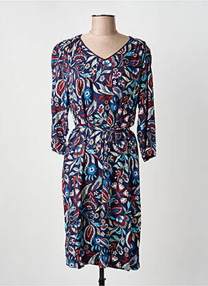 Rochie midi imprimeu floral mâneci lungi albastru GRIFFON femeie