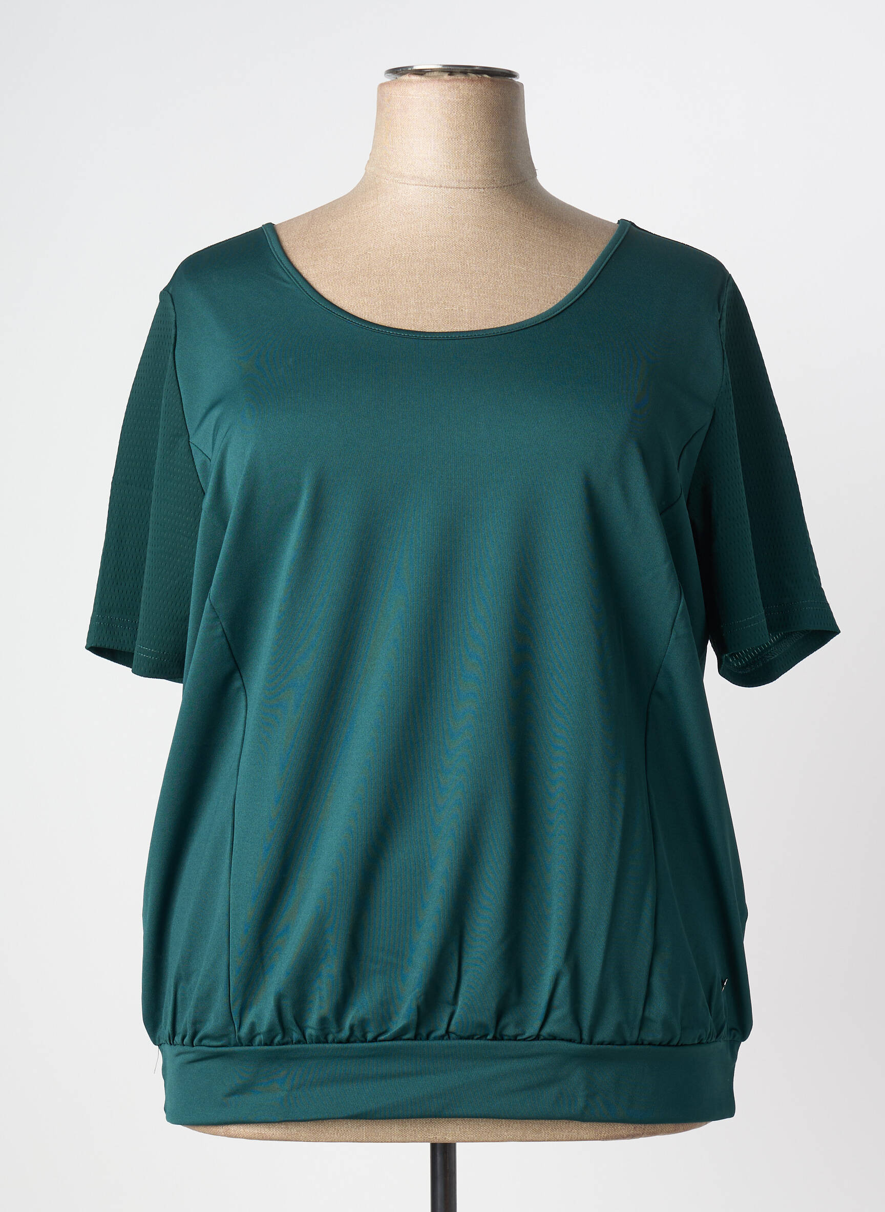 Top elasticitate mâneci scurte verde SHEEGO femeie