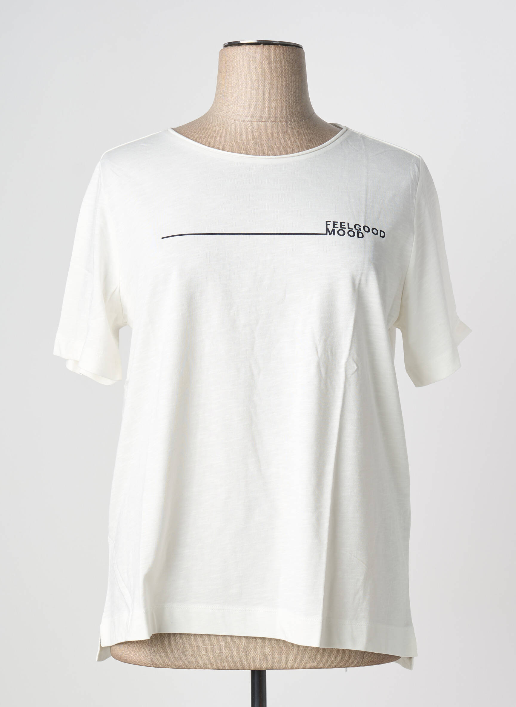 Tricou croială dreaptă mâneci scurte alb TRIANGLE femeie