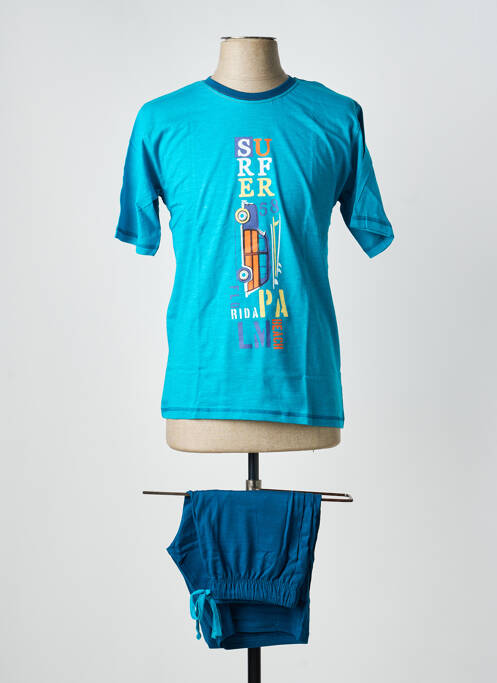 Pijamale scurte guler rotund albastru MASSANA homme