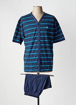 Pijamale scurte imprimeu dungi albastru MASSANA homme