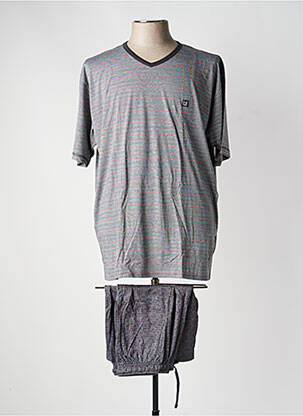 Pijamale scurte imprimeu dungi gri MASSANA homme