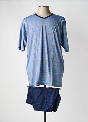 Pijamale scurte imprimeu dungi albastru MASSANA homme