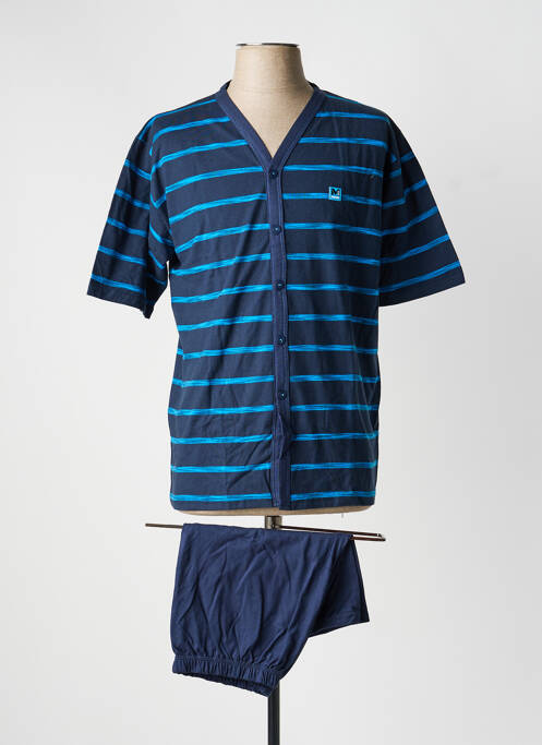 Pijamale scurte imprimeu dungi albastru MASSANA homme