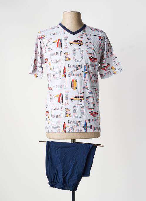 Pijamale scurte imprimeu fantezie albastru MASSANA homme