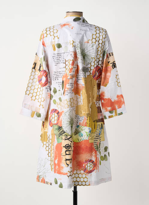 Rochie midi țesătură poplin mâneci lungi alb DOLCEZZA femme