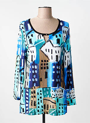 Tricou imprimeu fantezie mâneci lungi albastru DOLCEZZA femme