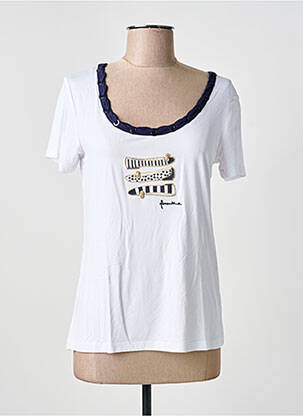 Tricou serigrafie cu strasuri mâneci scurte alb ANANKE femeie