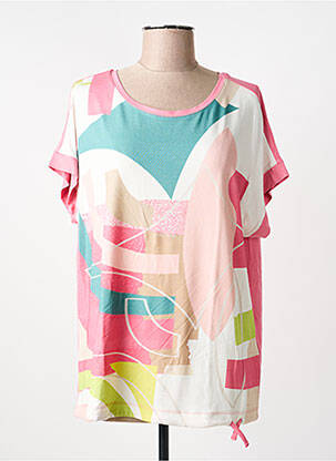 Tricou imprimeu fantezie mâneci scurte roz BARBARA LEBEK femme