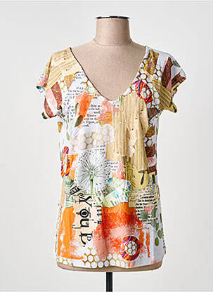 Tricou imprimeu fantezie mâneci scurte portocalie DOLCEZZA femeie