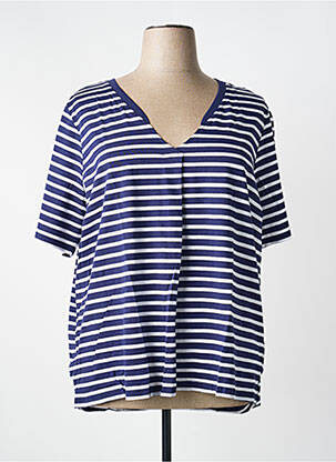 Tricou guler în v mâneci scurte albastru SHEEGO femeie