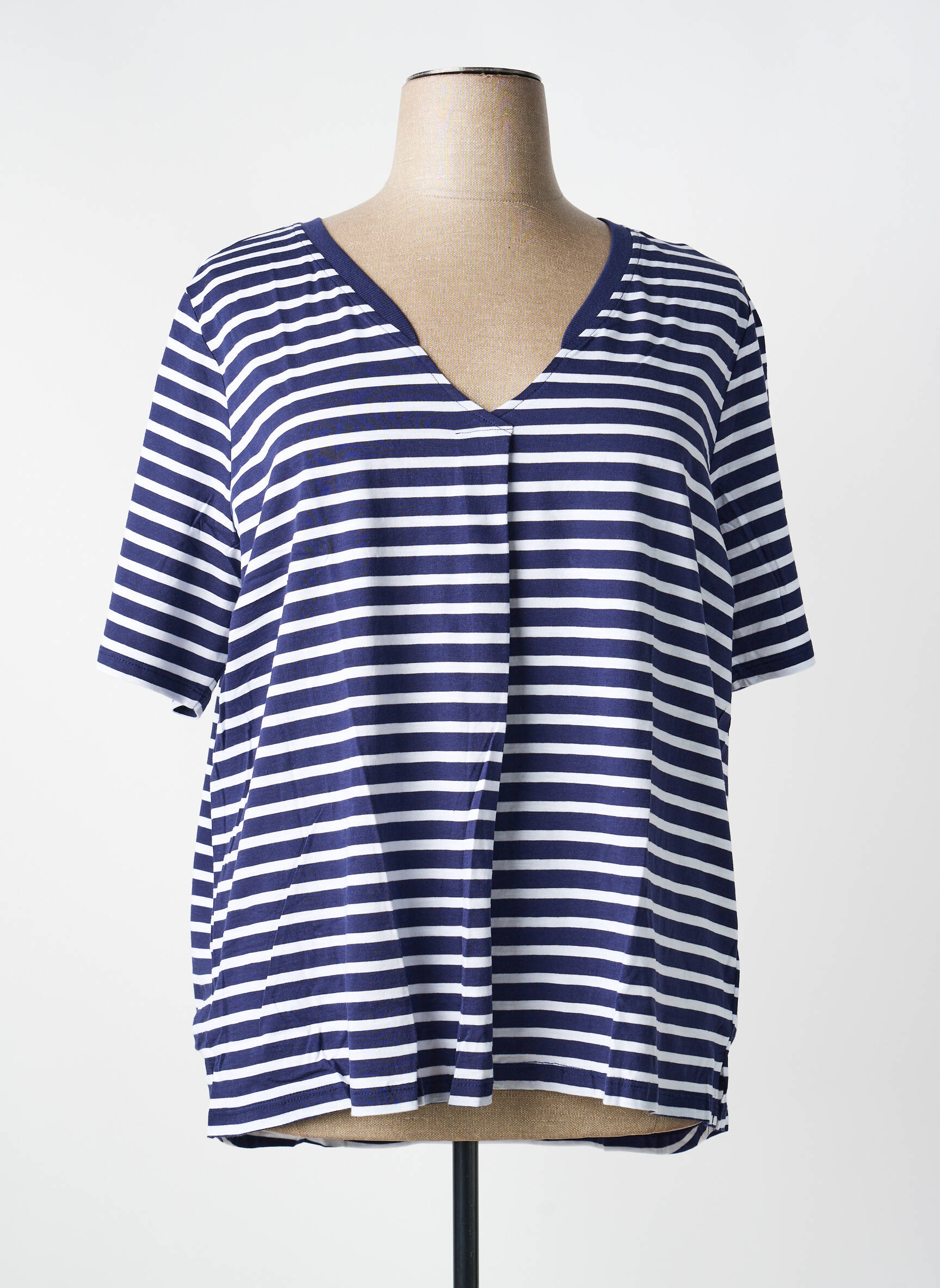 Tricou guler în v mâneci scurte albastru SHEEGO femeie