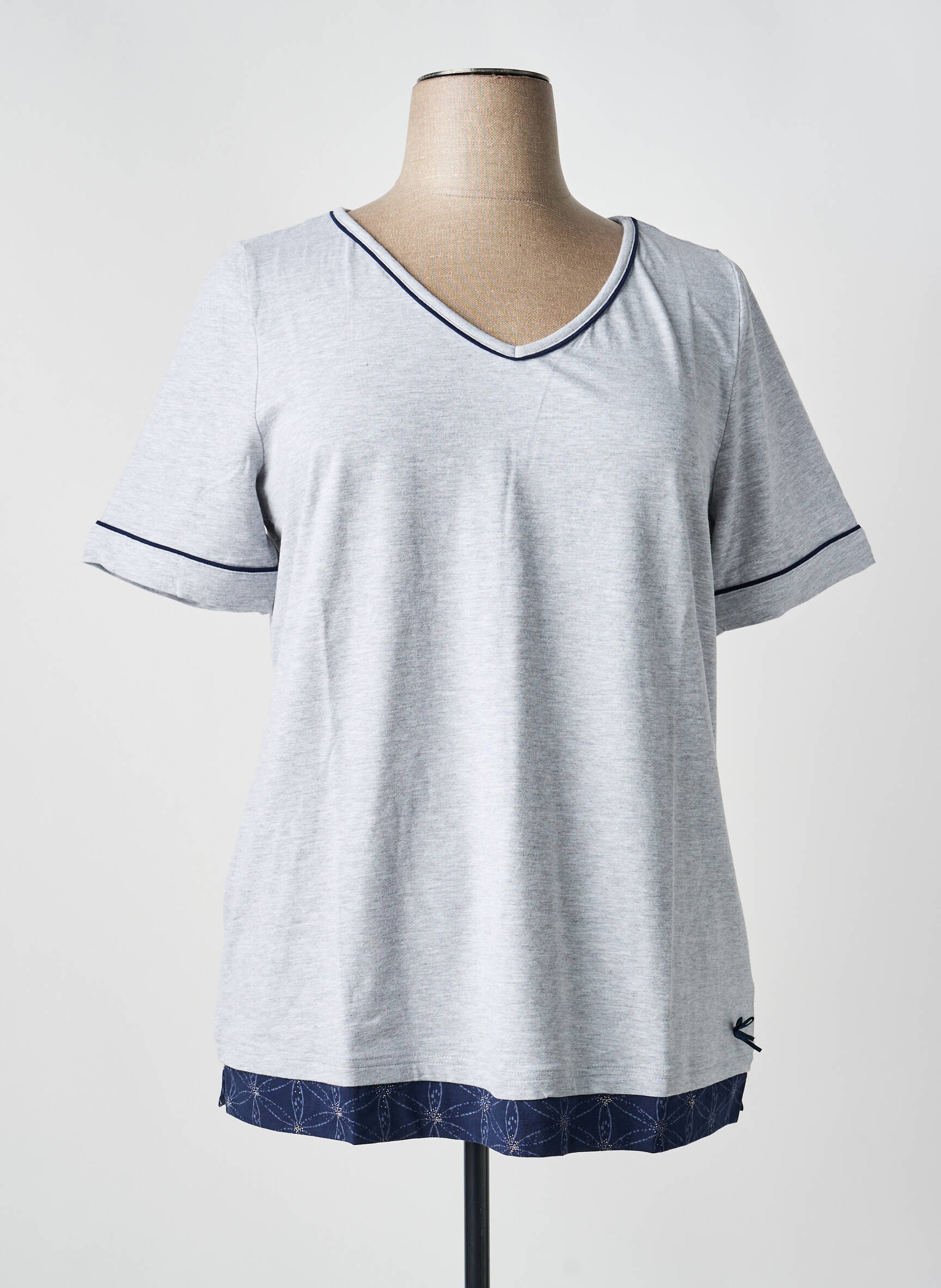Tricou croială dreaptă mâneci scurte gri SHEEGO femeie
