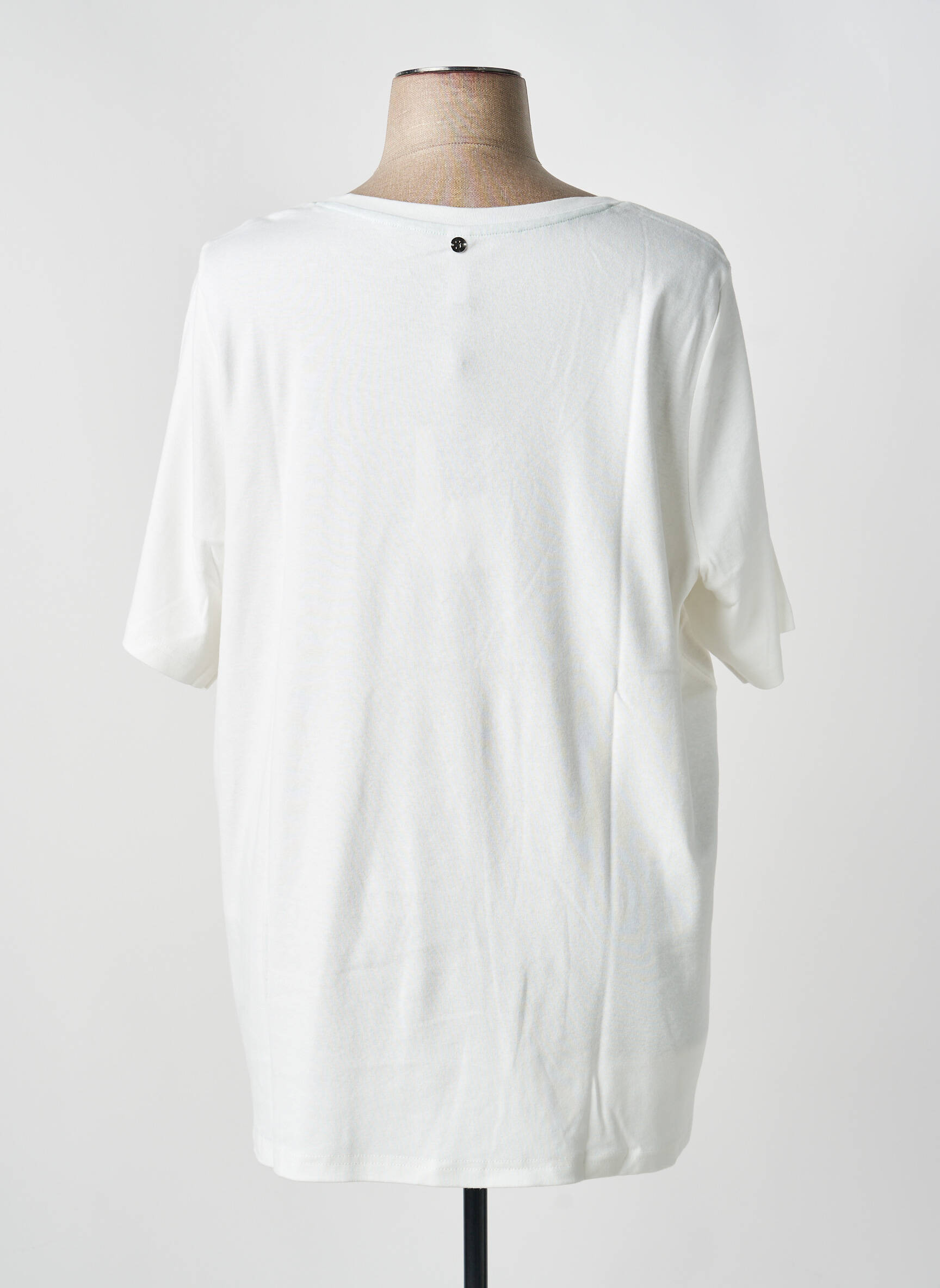 Tricou croială dreaptă mâneci scurte alb SHEEGO femeie