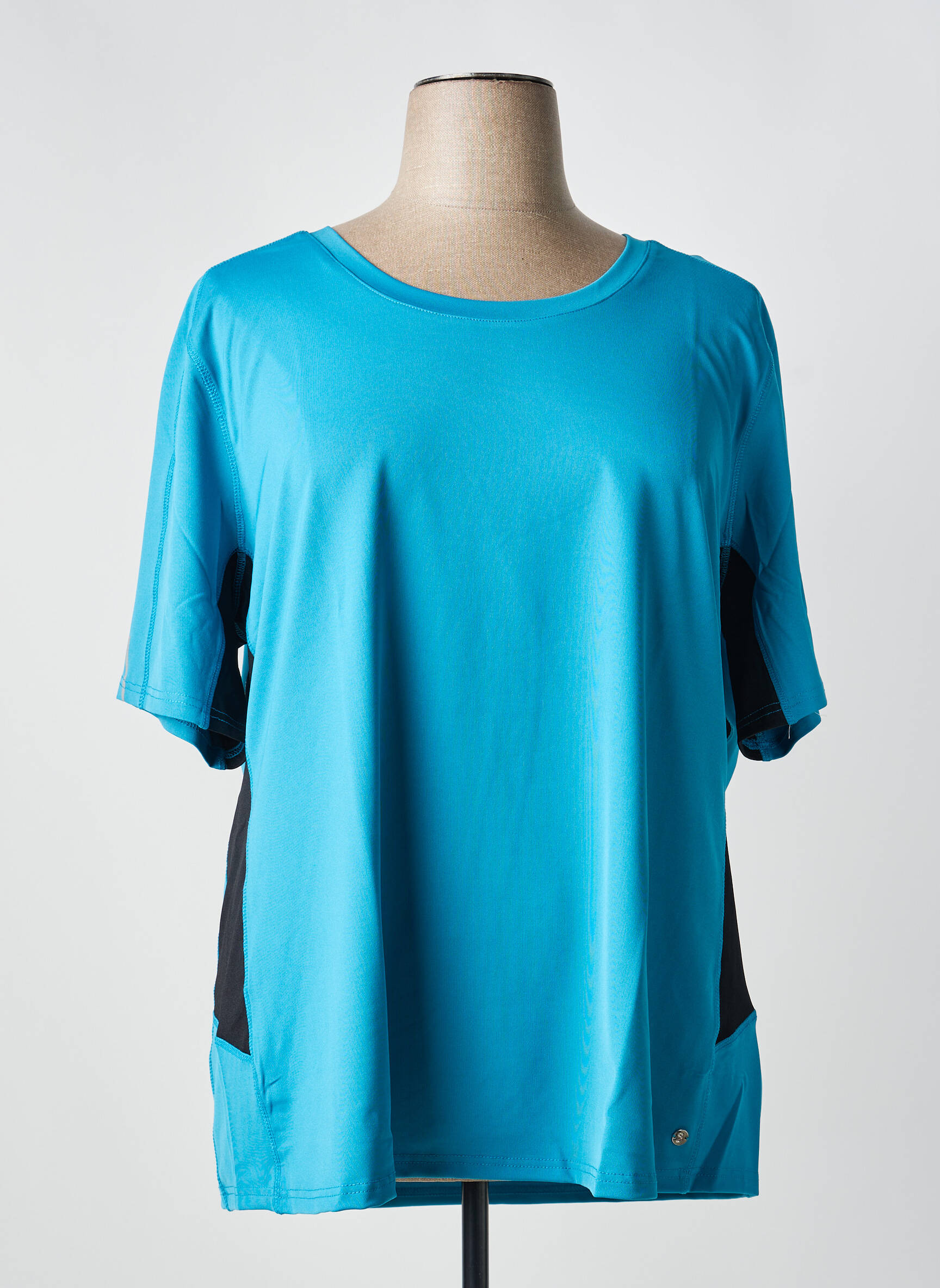 Tricou croială dreaptă mâneci scurte albastru SHEEGO femeie