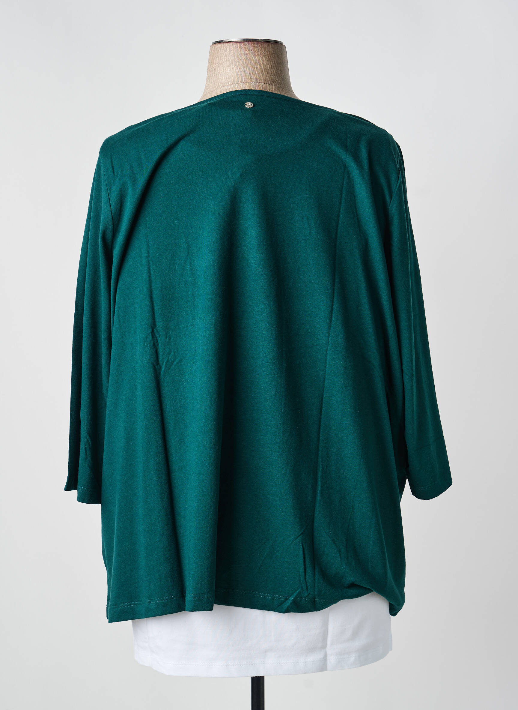 Top elasticitate mâneci 3/4 verde SHEEGO femeie
