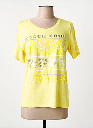Tricou serigrafie cu strasuri mâneci scurte galben TUZZI femeie