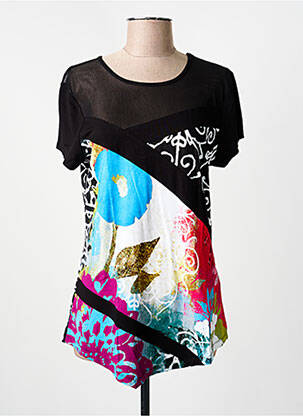 Tricou imprimeu fantezie mâneci scurte negru DOLCEZZA femeie
