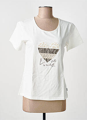 Tricou serigrafie cu strasuri mâneci scurte bej ANANKE femeie