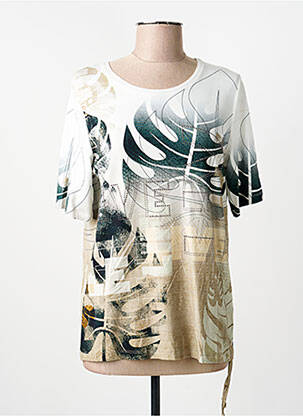 Tricou serigrafie cu strasuri mâneci scurte bej FRANK WALDER femeie
