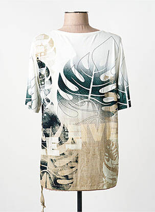 Tricou serigrafie cu strasuri mâneci scurte bej FRANK WALDER femeie