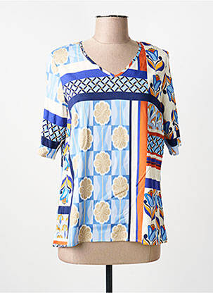 Tricou imprimeu fantezie mâneci scurte albastru GREGORY PAT femeie