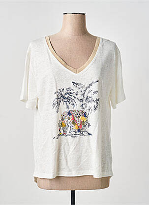 Tricou croială dreaptă mâneci scurte bej ANANKE femeie
