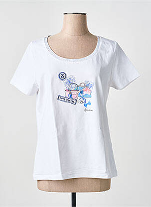 Tricou serigrafie cu strasuri mâneci scurte alb ANANKE femeie