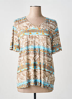 Tricou imprimeu fantezie mâneci scurte maro BARBARA LEBEK femeie