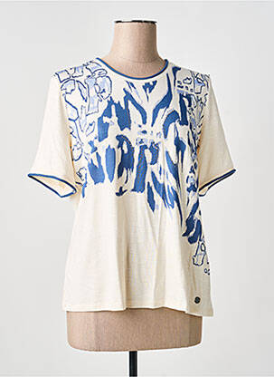 Tricou serigrafie cu strasuri mâneci scurte bej BARBARA LEBEK femeie