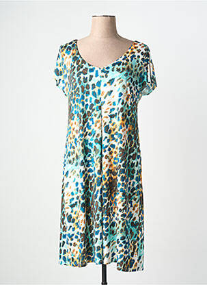 Rochie midi imprimeu fantezie mâneci scurte albastru BARANDI femeie